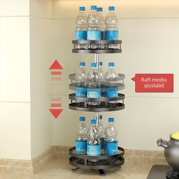 Raft rotativ 360° pentru condimente, ulei, sos și oțet, din plastic, montaj fără găuri, poliță de depozitare demontabilă