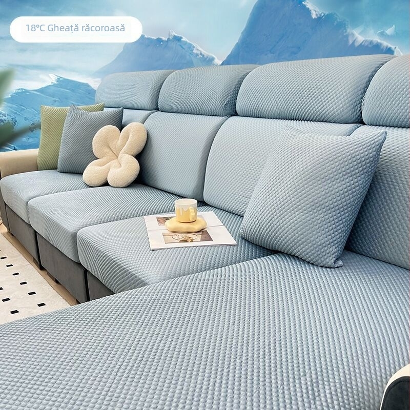Husă canapea modulară — Material Ice Silk, Culoare solidă, Stil minimalist, Set complet