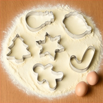 Set de 6 forme pentru biscuiți din oțel inoxidabil, temă Crăciun, om de ghimbir
