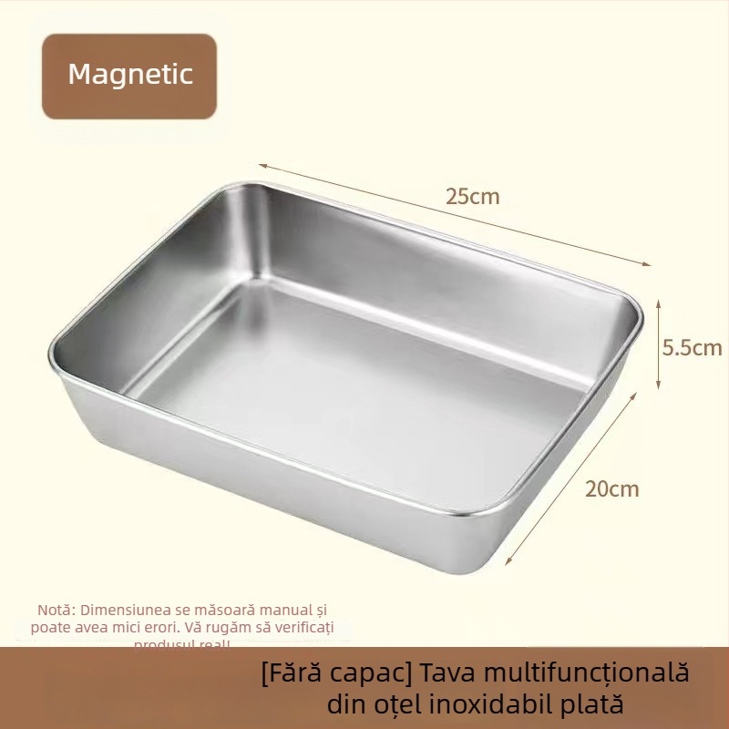Cutie din oțel inoxidabil pentru frigider, dreptunghiulară, cu capac etanș pentru conservare alimentară