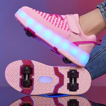 LC175 Pantofi de skate LED cu lumini pentru tineri, roți PU cu două rânduri