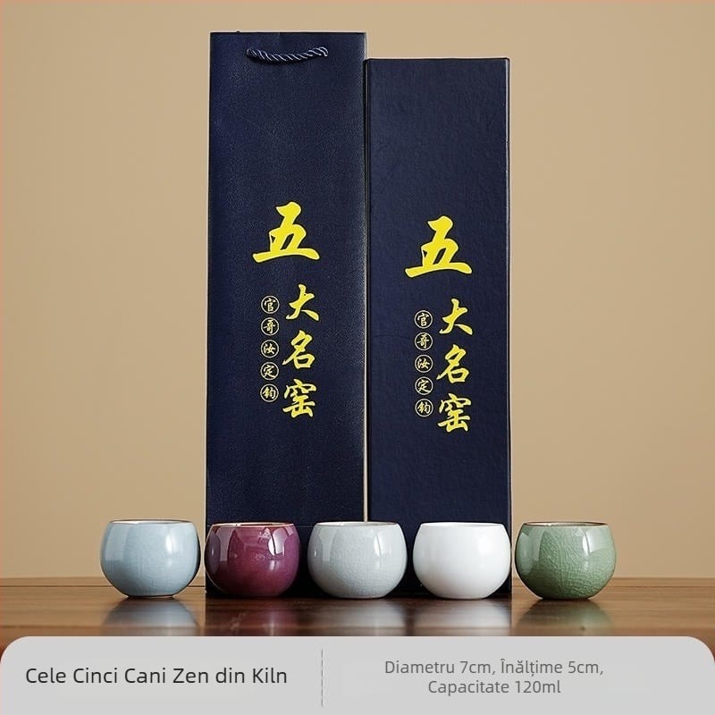 Set de ceai din porțelan Dehua, stil chinezesc nou, glazură monocromă, cutie cadou