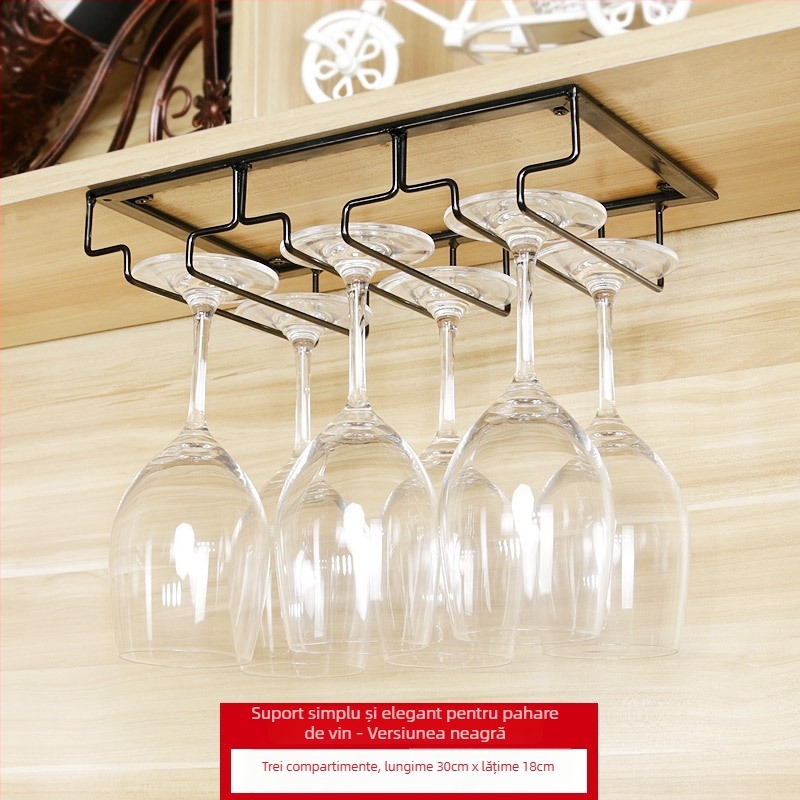 Suport pentru pahare din fier forjat, pentru montaj pe perete – stil modern minimalist, construcție din sârmă de fier, greutate începând de la 1 kg