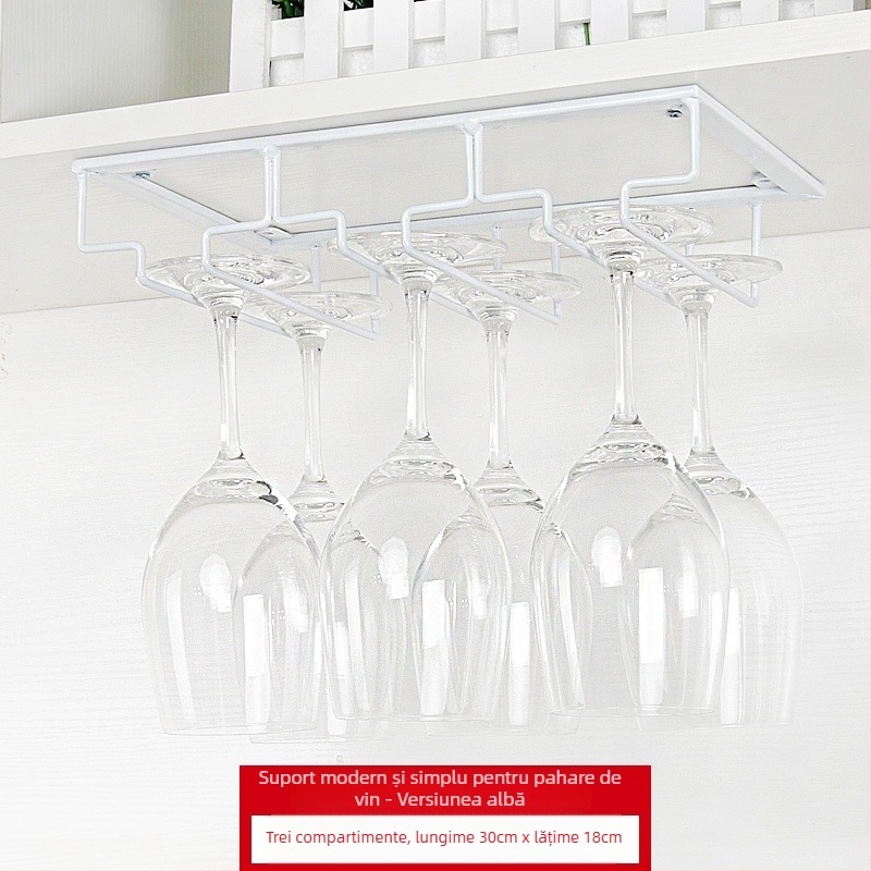 Suport pentru pahare din fier forjat, pentru montaj pe perete – stil modern minimalist, construcție din sârmă de fier, greutate începând de la 1 kg