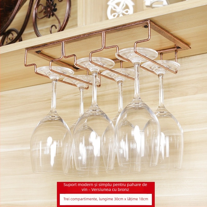 Suport pentru pahare din fier forjat, pentru montaj pe perete – stil modern minimalist, construcție din sârmă de fier, greutate începând de la 1 kg