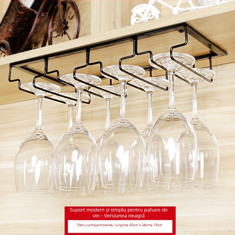 Suport pentru pahare din fier forjat, pentru montaj pe perete – stil modern minimalist, construcție din sârmă de fier, greutate începând de la 1 kg