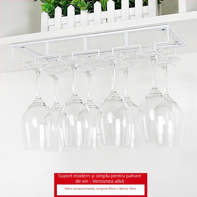 Suport pentru pahare din fier forjat, pentru montaj pe perete – stil modern minimalist, construcție din sârmă de fier, greutate începând de la 1 kg