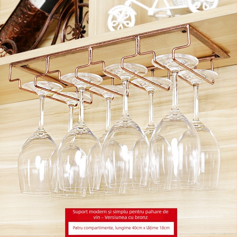 Suport pentru pahare din fier forjat, pentru montaj pe perete – stil modern minimalist, construcție din sârmă de fier, greutate începând de la 1 kg