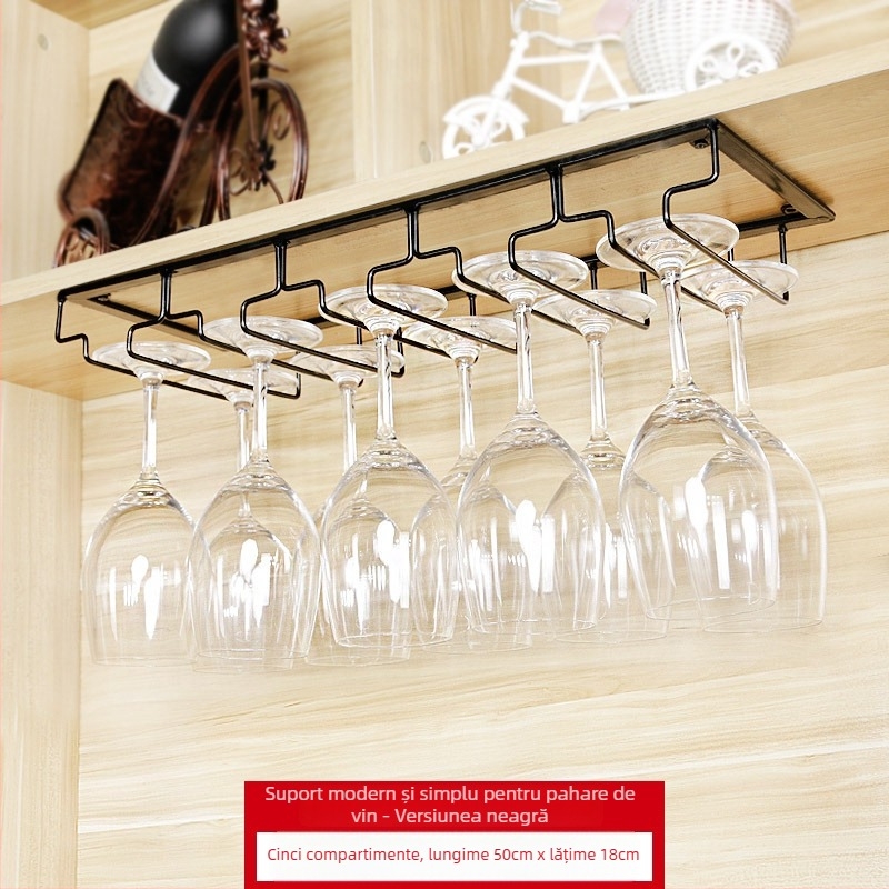 Suport pentru pahare din fier forjat, pentru montaj pe perete – stil modern minimalist, construcție din sârmă de fier, greutate începând de la 1 kg