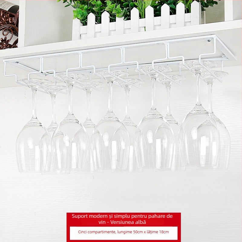 Suport pentru pahare din fier forjat, pentru montaj pe perete – stil modern minimalist, construcție din sârmă de fier, greutate începând de la 1 kg