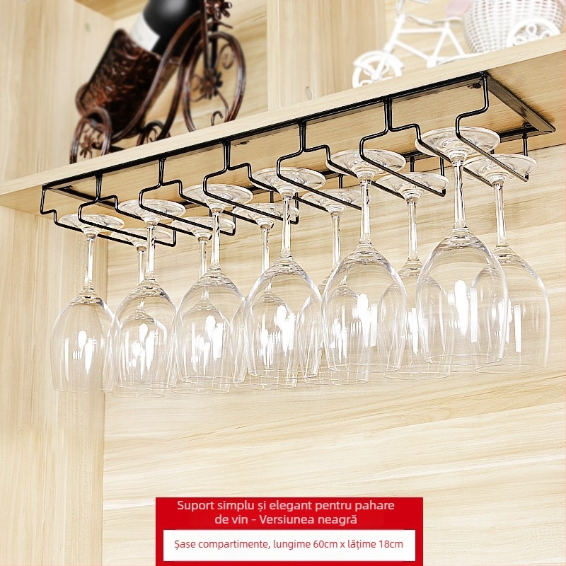 Suport pentru pahare din fier forjat, pentru montaj pe perete – stil modern minimalist, construcție din sârmă de fier, greutate începând de la 1 kg