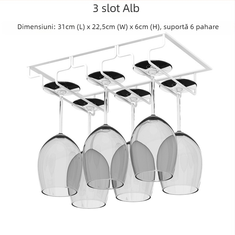 Suport pentru pahare de vin montat pe perete – sârmă de fier, stil modern simplu