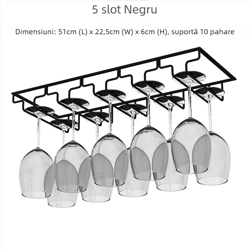 Suport pentru pahare de vin montat pe perete – sârmă de fier, stil modern simplu