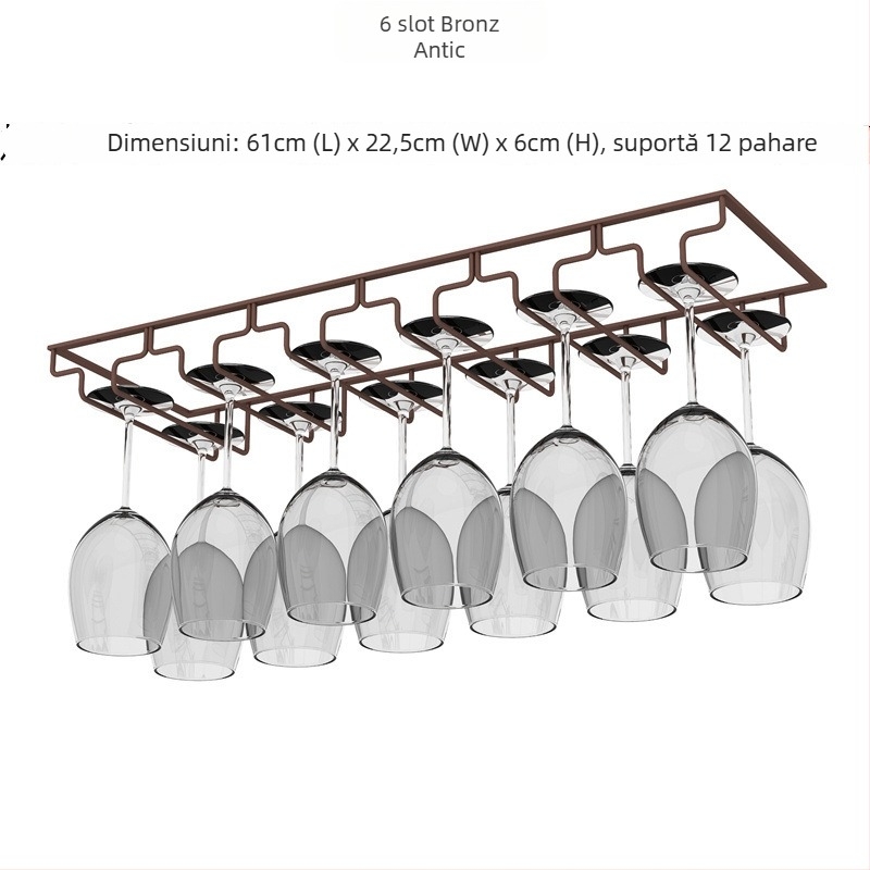 Suport pentru pahare de vin montat pe perete – sârmă de fier, stil modern simplu