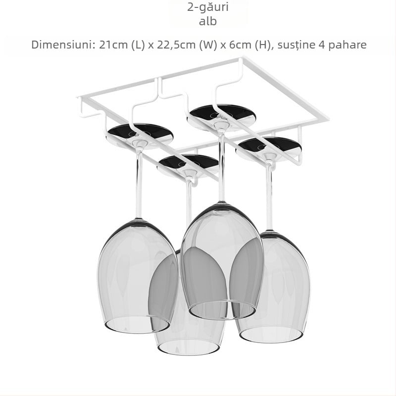 Suport pentru pahare de vin montat pe perete – sârmă de fier, stil modern simplu