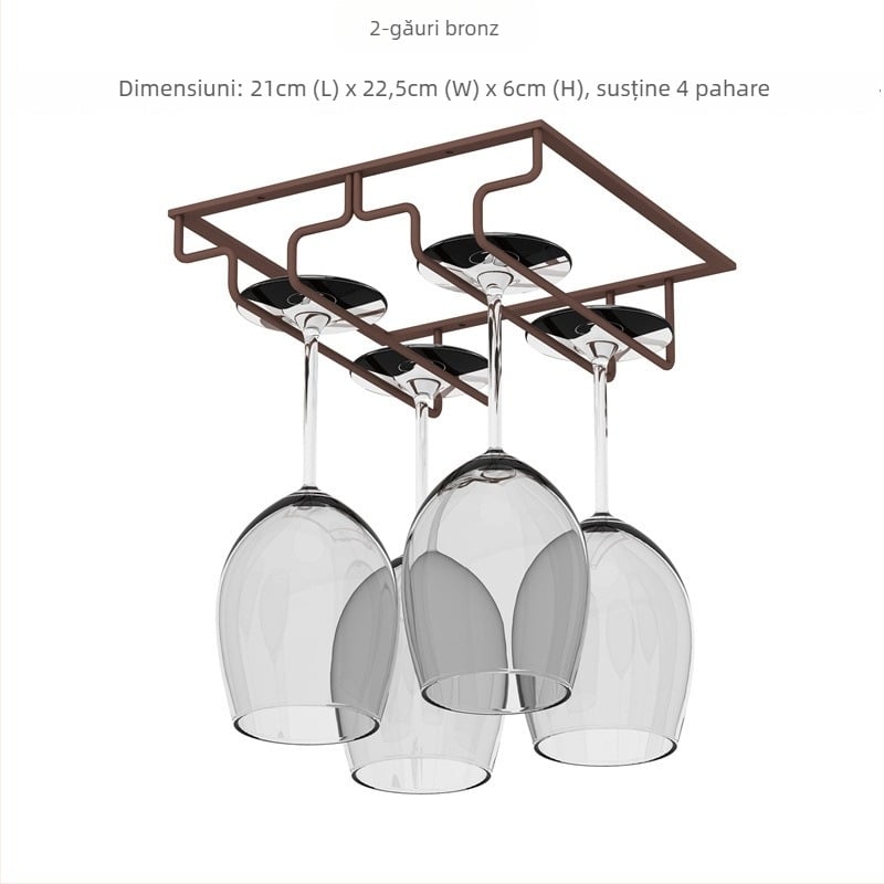 Suport pentru pahare de vin montat pe perete – sârmă de fier, stil modern simplu