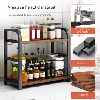 Raft de depozitare pentru condimente, pentru blat, 3 etaje, multifuncțional, organizator pentru ulei, sare, sosuri și oțet
