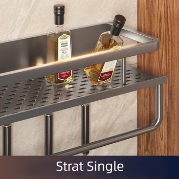 Raft de bucătărie montat pe perete, din aluminiu Space, multifuncțional, cu suport pentru cuțite (fără instalație necesară)