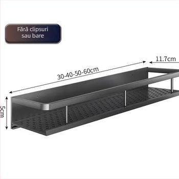 Raft de bucătărie montat pe perete, din aluminiu Space, multifuncțional, cu suport pentru cuțite (fără instalație necesară)