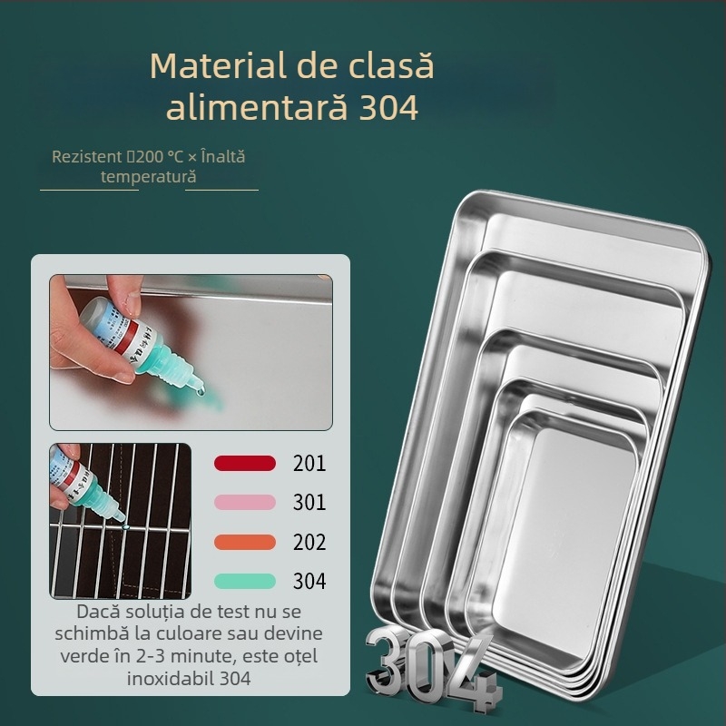 Farfurie pătrată din oțel inoxidabil 304, stil japonez, suprafață lustruită, imprimare de logo disponibilă, personalizabil