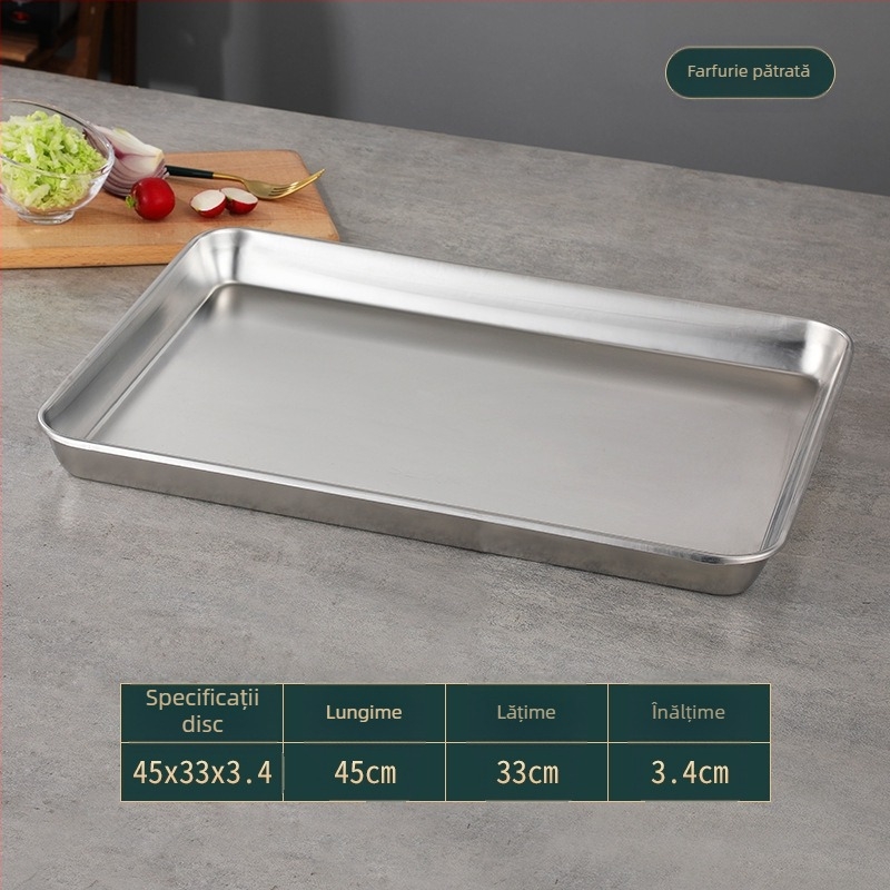 Farfurie pătrată din oțel inoxidabil 304, stil japonez, suprafață lustruită, imprimare de logo disponibilă, personalizabil