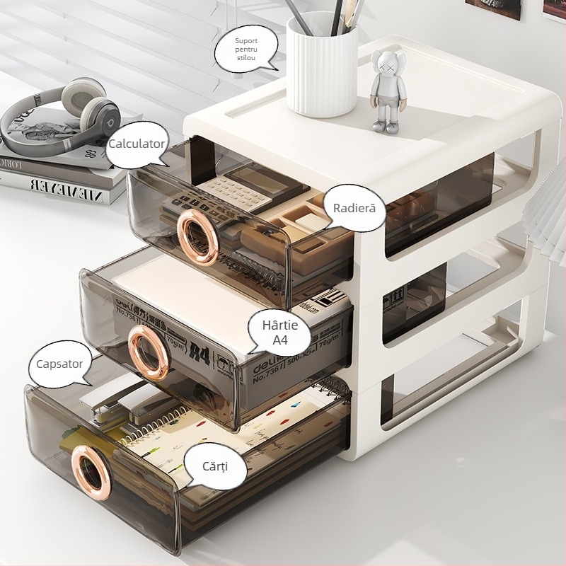 Cutie de depozitare pentru cosmetice cu sertare transparente – organizator de birou din plastic pentru machiaj și îngrijire a pielii, Yunshina, Jieyang, 2023