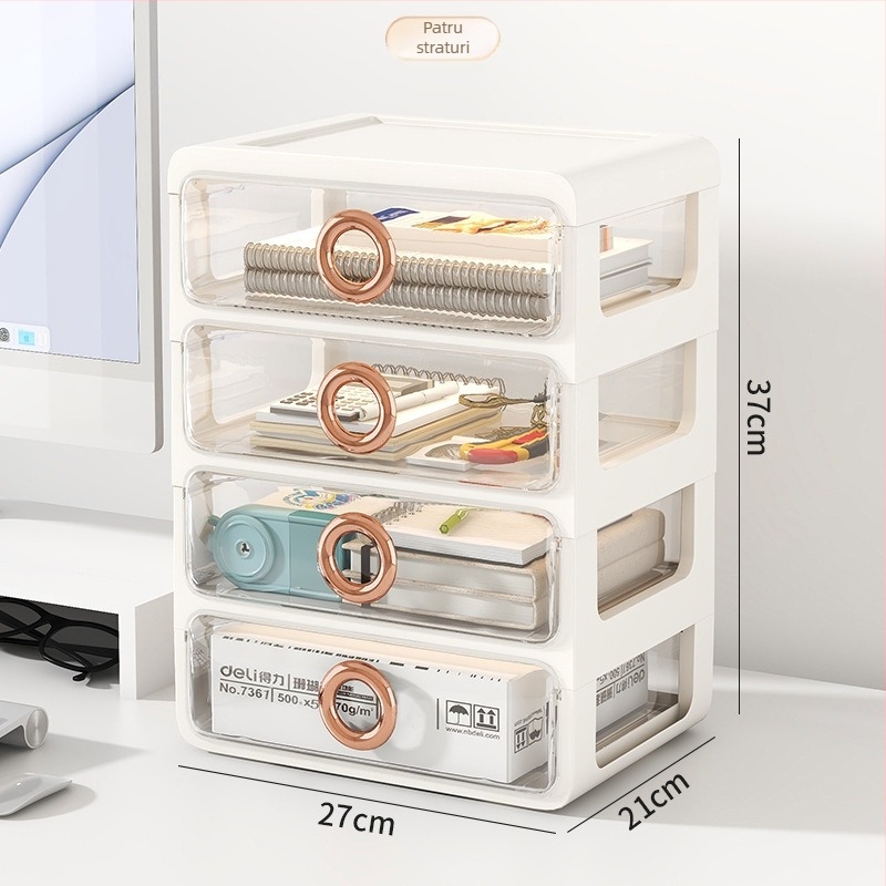 Cutie de depozitare pentru cosmetice cu sertare transparente – organizator de birou din plastic pentru machiaj și îngrijire a pielii, Yunshina, Jieyang, 2023