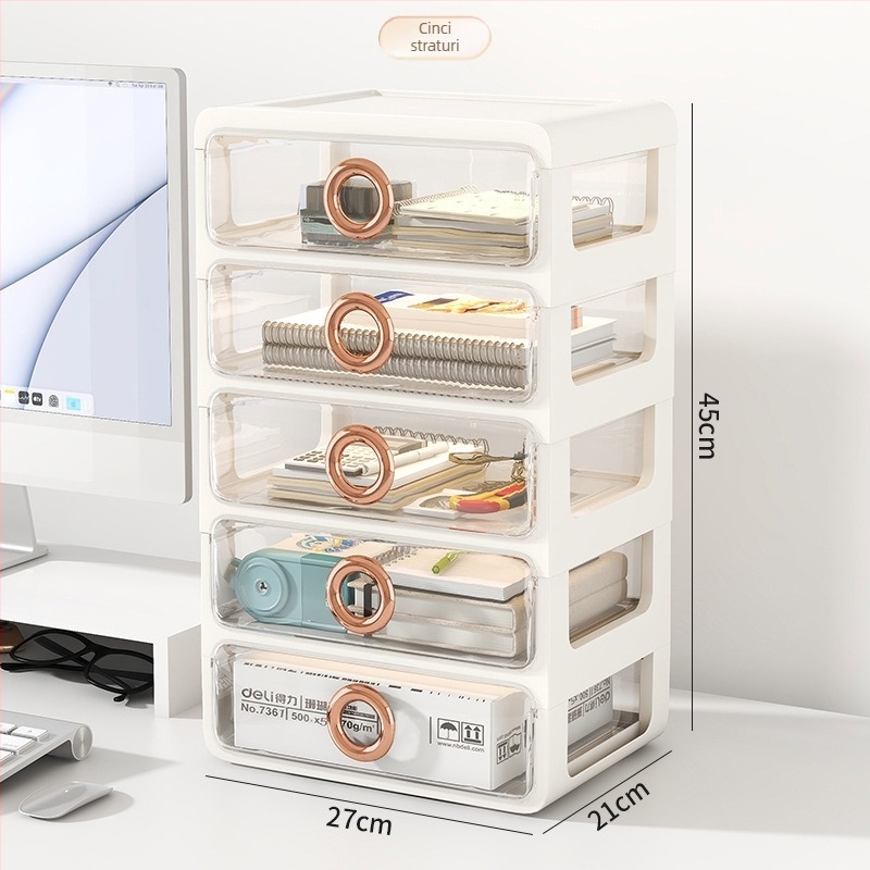 Cutie de depozitare pentru cosmetice cu sertare transparente – organizator de birou din plastic pentru machiaj și îngrijire a pielii, Yunshina, Jieyang, 2023