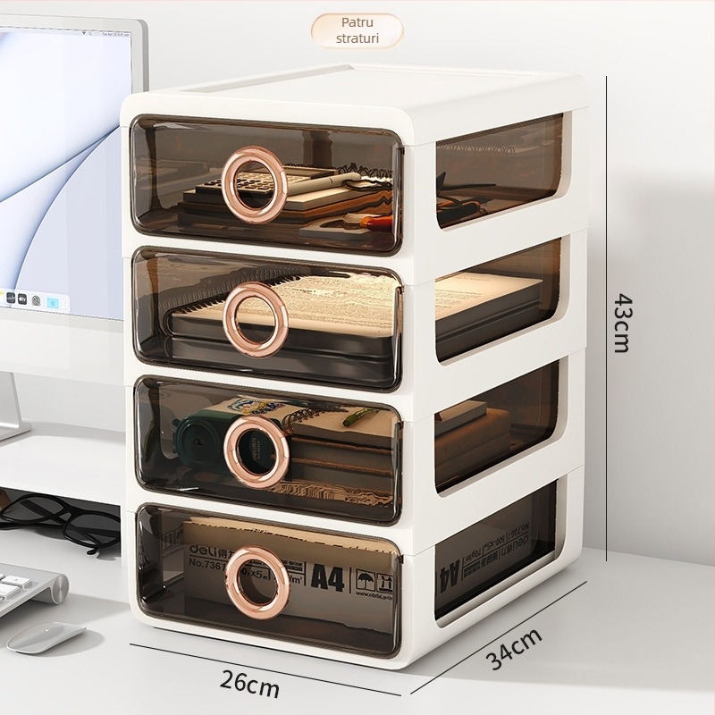 Cutie de depozitare pentru cosmetice cu sertare transparente – organizator de birou din plastic pentru machiaj și îngrijire a pielii, Yunshina, Jieyang, 2023