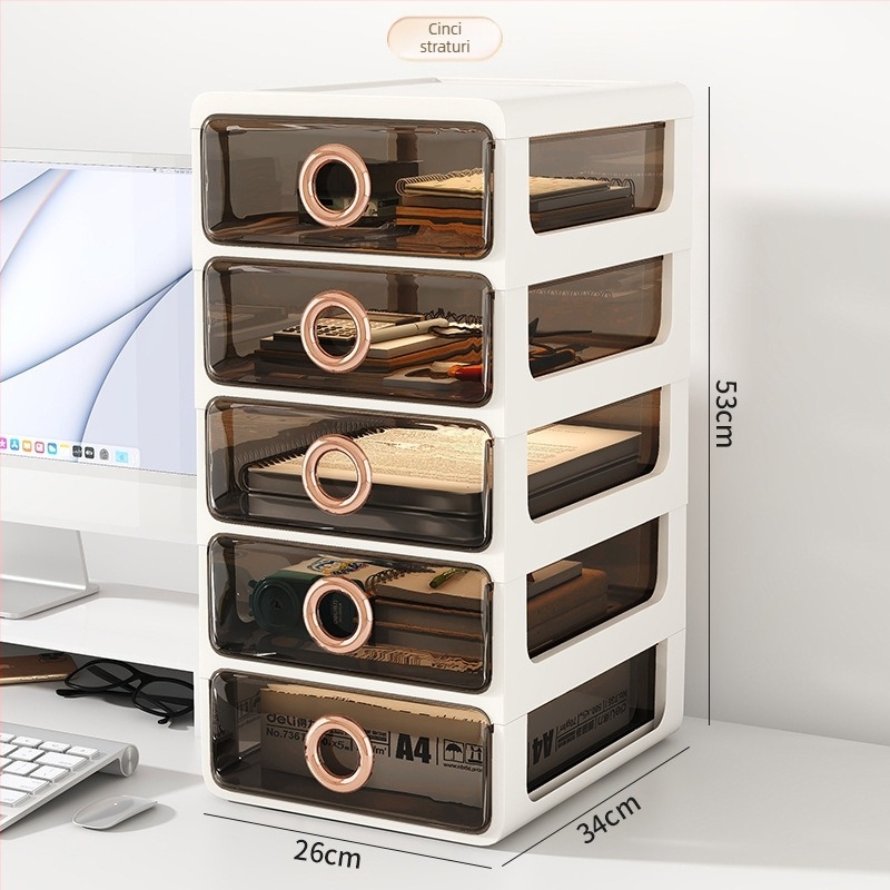 Cutie de depozitare pentru cosmetice cu sertare transparente – organizator de birou din plastic pentru machiaj și îngrijire a pielii, Yunshina, Jieyang, 2023