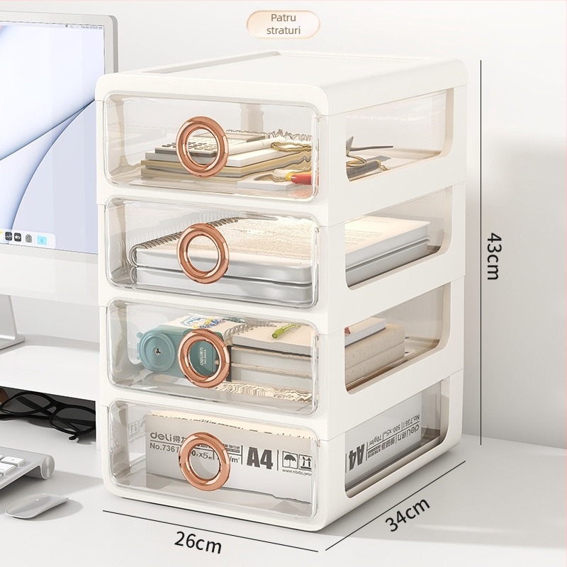 Cutie de depozitare pentru cosmetice cu sertare transparente – organizator de birou din plastic pentru machiaj și îngrijire a pielii, Yunshina, Jieyang, 2023