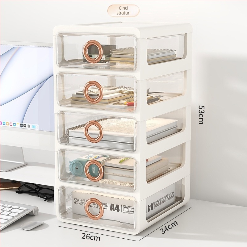 Cutie de depozitare pentru cosmetice cu sertare transparente – organizator de birou din plastic pentru machiaj și îngrijire a pielii, Yunshina, Jieyang, 2023