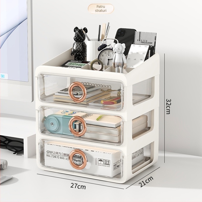 Cutie de depozitare pentru cosmetice cu sertare transparente – organizator de birou din plastic pentru machiaj și îngrijire a pielii, Yunshina, Jieyang, 2023