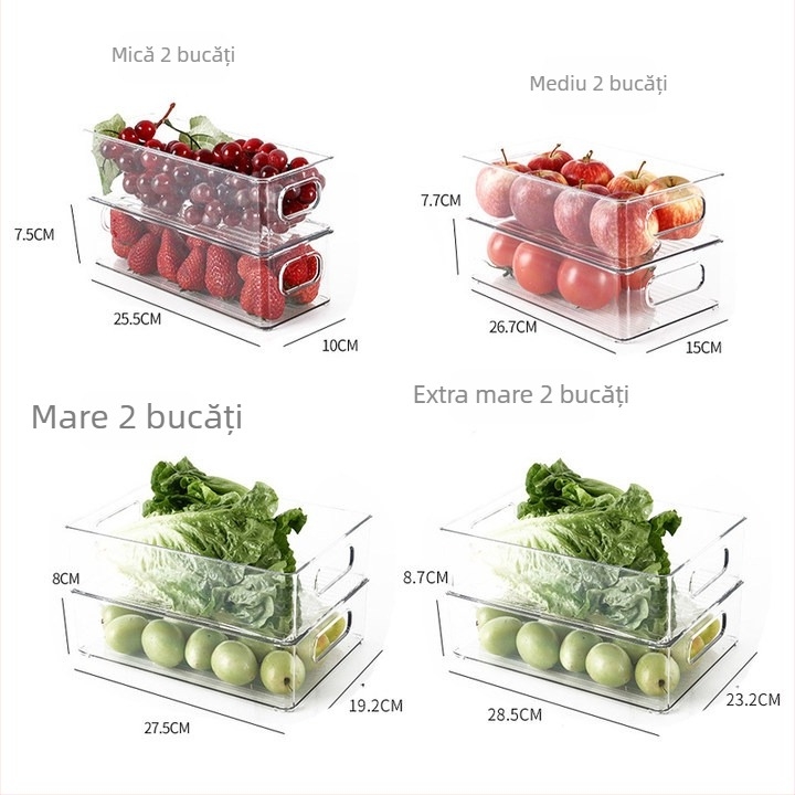 Cutie de depozitare pentru frigider pentru fructe și legume, plastic alimentar, stil simplu, organizator de bucătărie