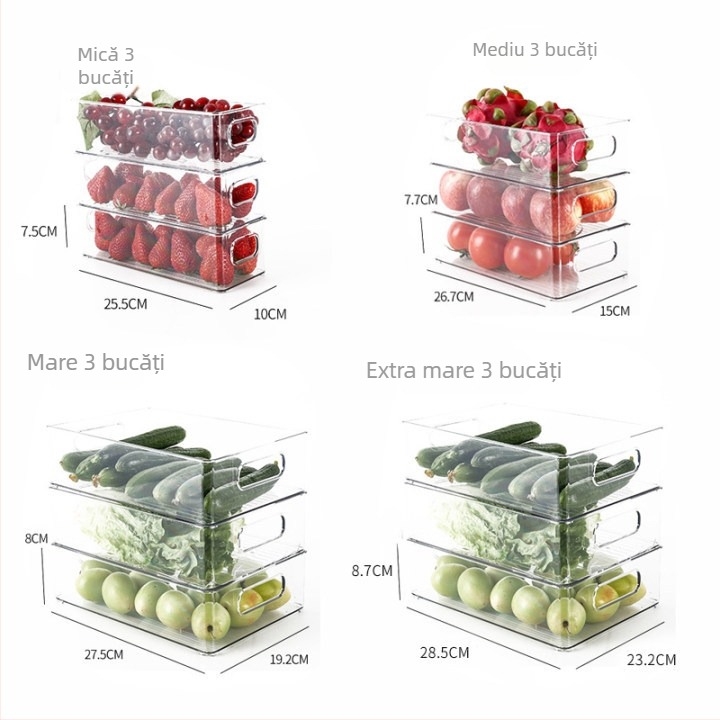 Cutie de depozitare pentru frigider pentru fructe și legume, plastic alimentar, stil simplu, organizator de bucătărie