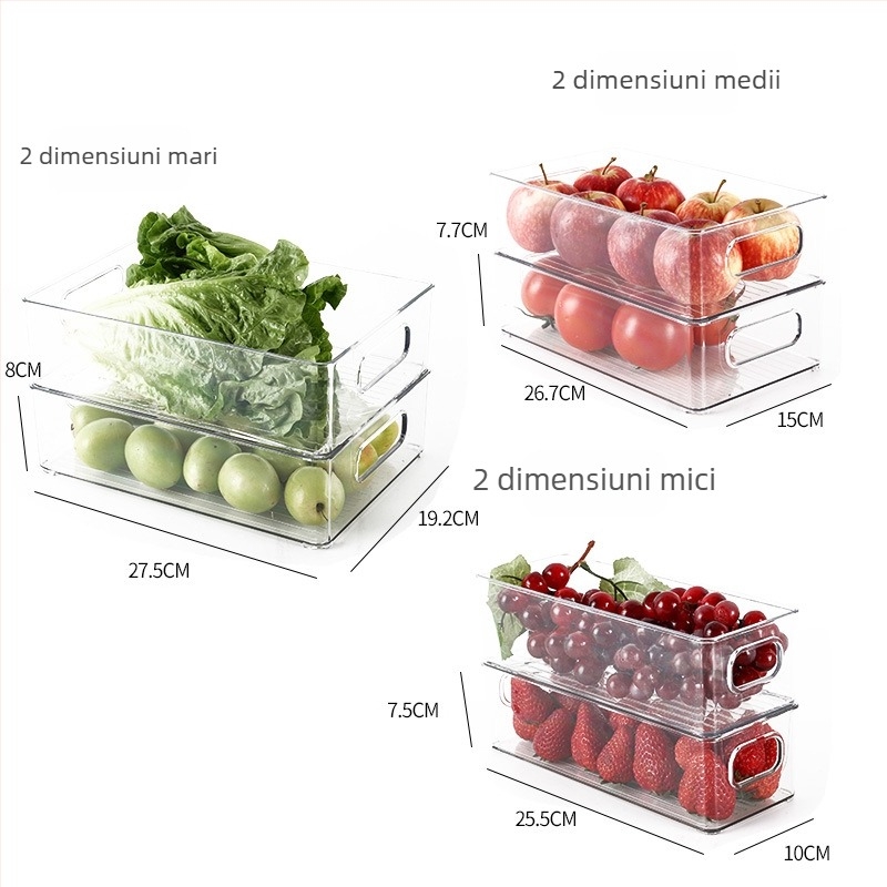 Cutie de depozitare pentru frigider pentru fructe și legume, plastic alimentar, stil simplu, organizator de bucătărie