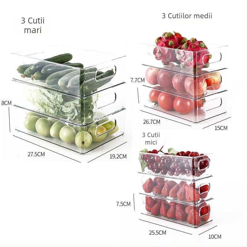 Cutie de depozitare pentru frigider pentru fructe și legume, plastic alimentar, stil simplu, organizator de bucătărie