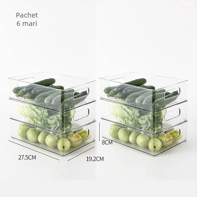 Cutie de depozitare pentru frigider pentru fructe și legume, plastic alimentar, stil simplu, organizator de bucătărie