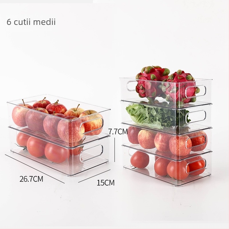 Cutie de depozitare pentru frigider pentru fructe și legume, plastic alimentar, stil simplu, organizator de bucătărie