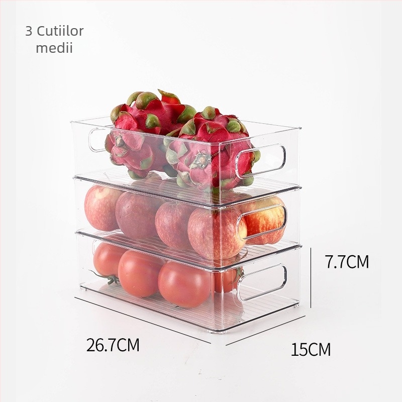 Cutie de depozitare pentru frigider pentru fructe și legume, plastic alimentar, stil simplu, organizator de bucătărie