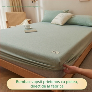 Cuvertură de pat – amestec poliester-cotton, țesătură twill, imprimare și vopsire reactive, model monocrom, greutate sub 300 g