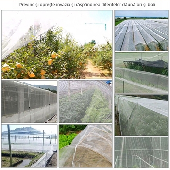 Plasă de seră pentru protecția plantelor și a păsărilor împotriva insectelor, cu întărire și reglabilă, din plastic, marca Huizhe