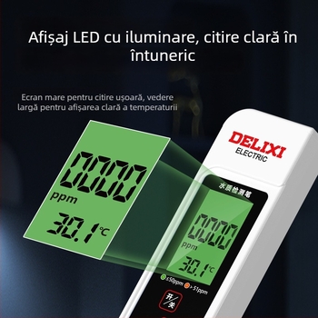 Delixi DLX-GM766 Analizator portabil de calitate a apei – detector TDS pentru apă de la robinet și apă potabilă, 0-9990 ppm, precizie ±2% FS, alimentare 3V