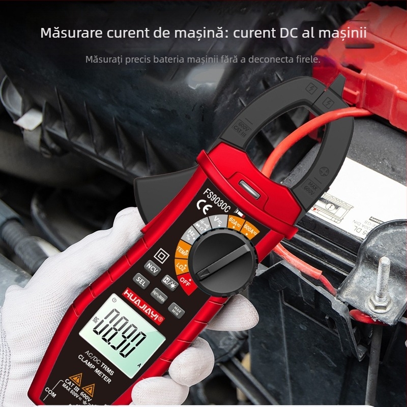 Multimetru cu clemă DC, curent 600 A, tensiune 600 V, rezistență 60 MΩ, deschidere a fălții 37.5 mm