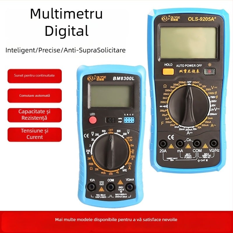 Multimetru digital portabil, înaltă precizie, interval automat de măsură, test diodă, retenție a datelor