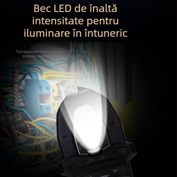 Ampermetru cu clemă, gamă 600 A, afișaj 1999 valori, certificat CE/FCC