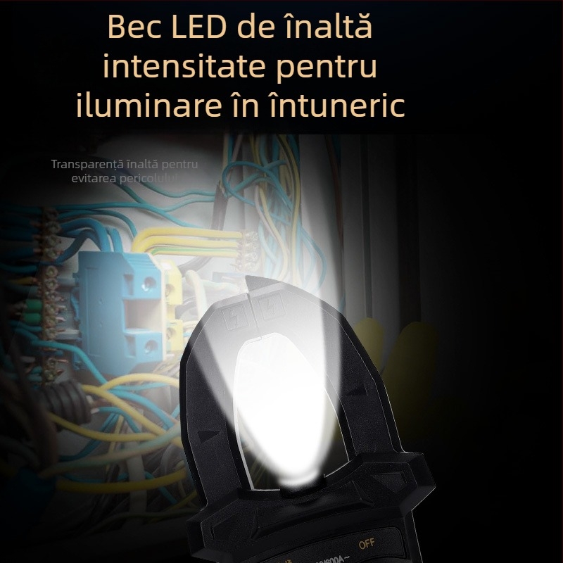 Ampermetru cu clemă, gamă 600 A, afișaj 1999 valori, certificat CE/FCC