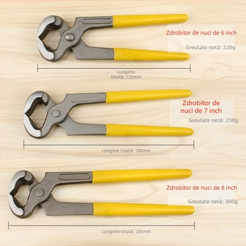 Clește pentru smuls cuie, gură superioară și gură plată, oțel cu carbon înalt, greutate 220 g / 250 g / 360 g