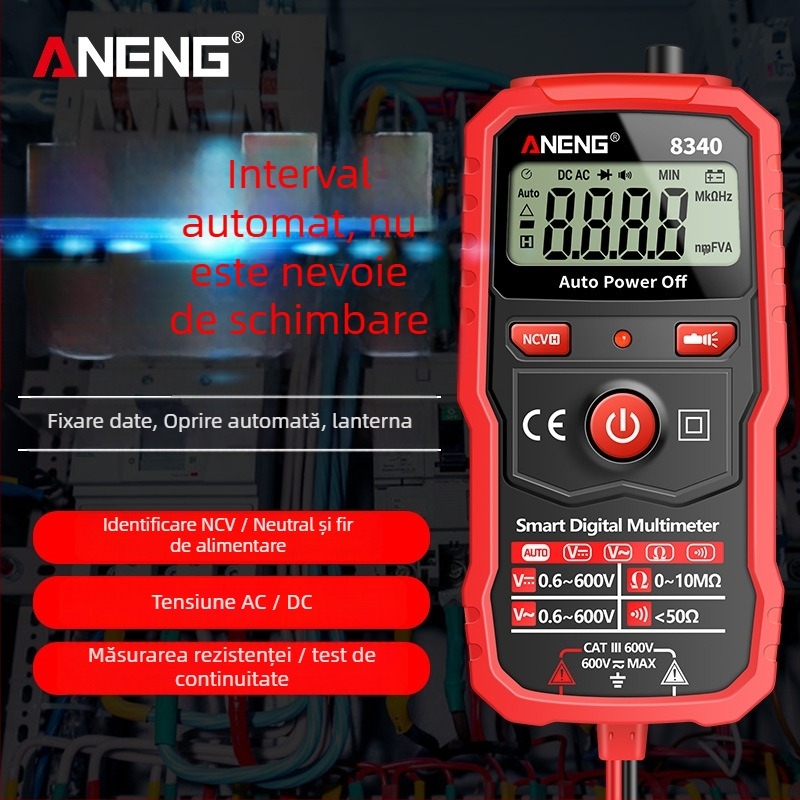 ANENG multimetru digital cu interval automat, precizie înaltă, protecție împotriva arderii, design compact de buzunar, pentru uz casnic