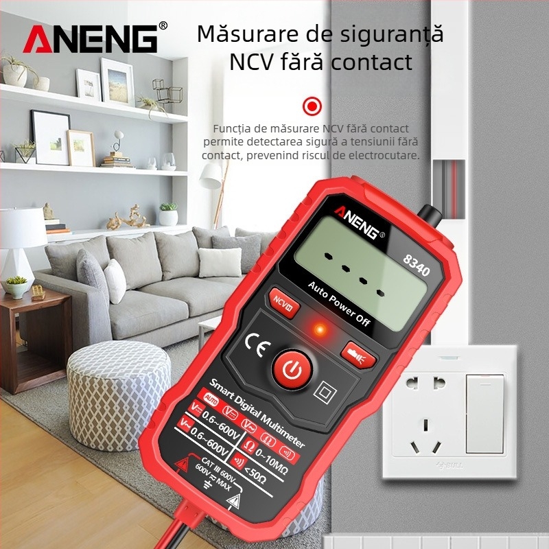 ANENG multimetru digital cu interval automat, precizie înaltă, protecție împotriva arderii, design compact de buzunar, pentru uz casnic
